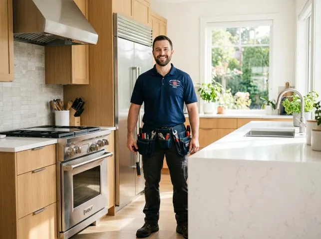 Appliance Repair Hero technician after an appliance repair in a Massachusetts home